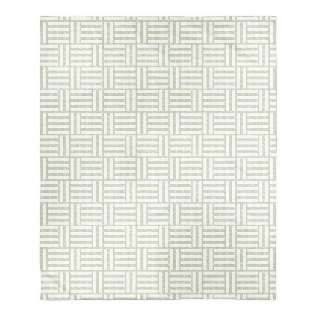 Sage Green Crosshatch Pattern Sherpa Fleece Blanket